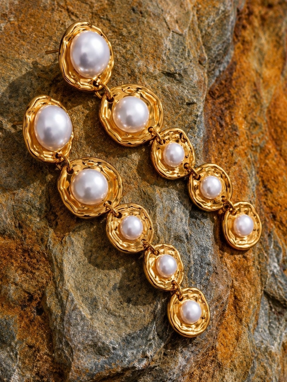 Gold-Tone Pearl Cascade Drop Earrings - Picture 3 of 4